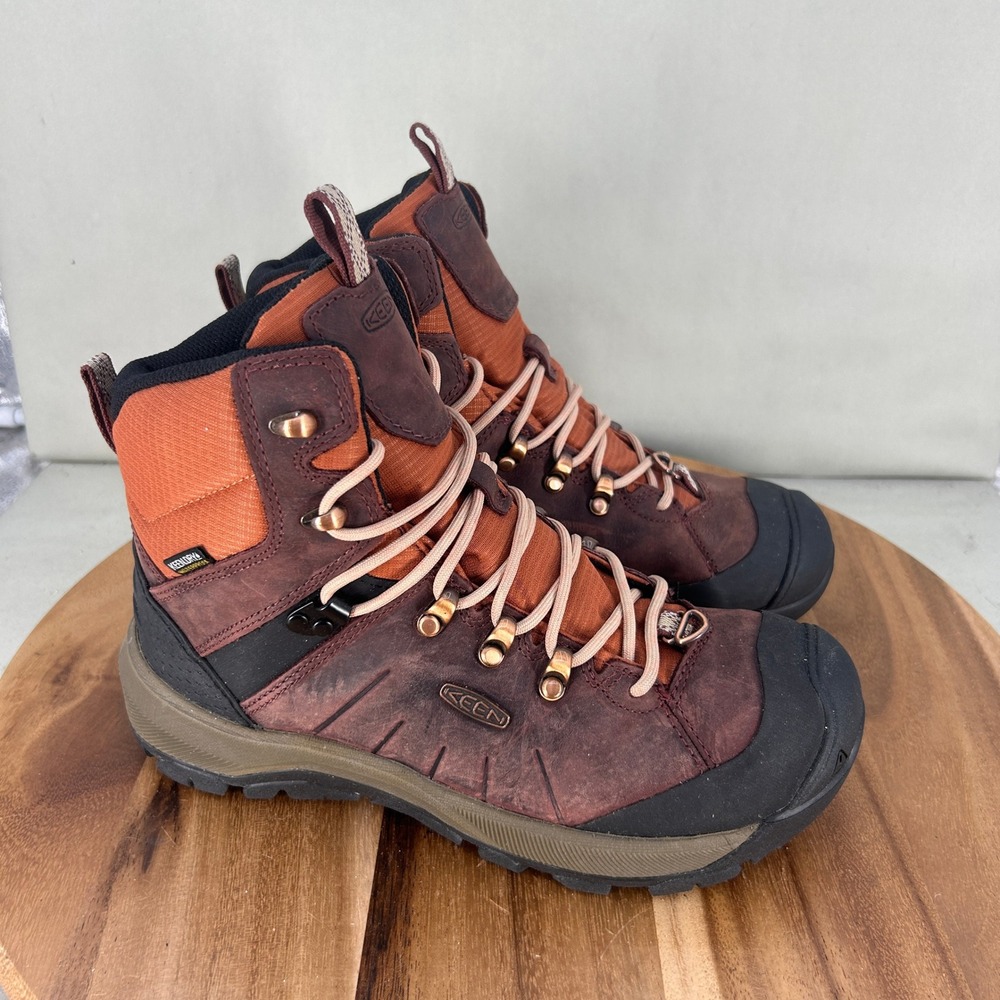 Keen Revel IV Polar Waterproof Hiking Boots Womens Size 8 Brown Orange